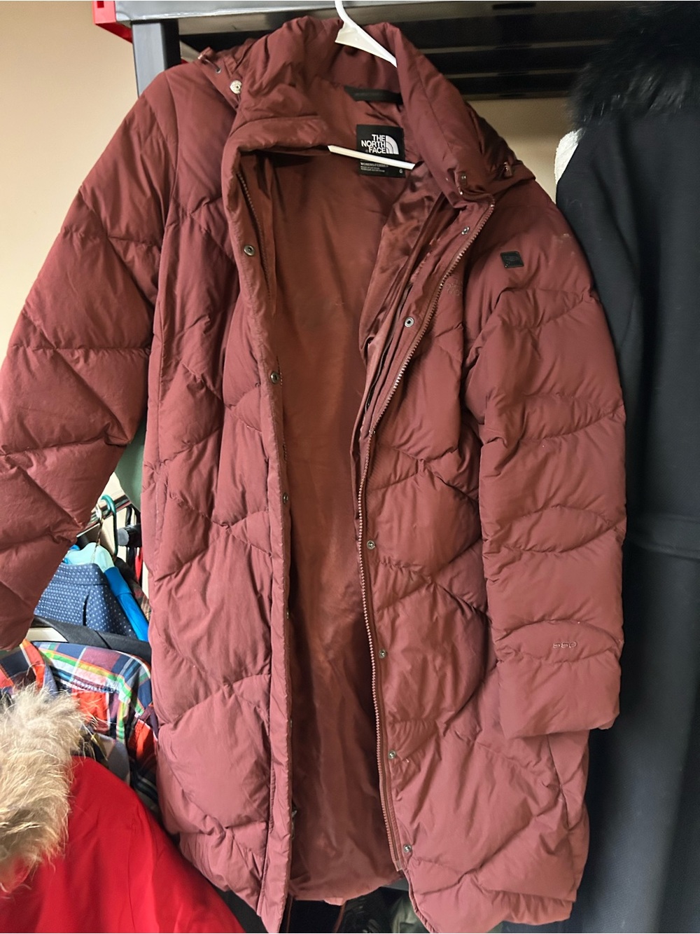 The North Face Women's Burgundy Long Puffer Coat